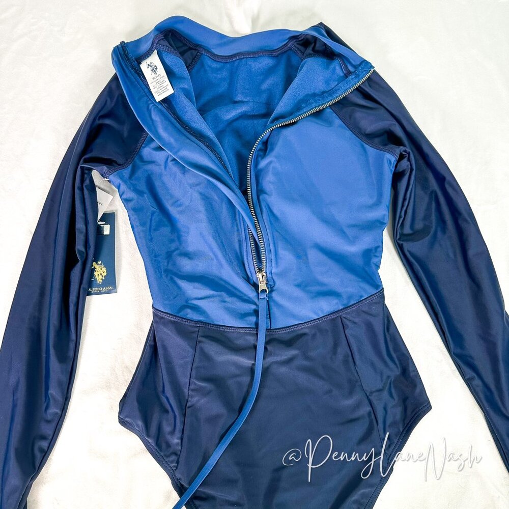 NWT US Polo Assn Palm Beach Rash Guard Zip Back Size Small - Picture 10 of 13